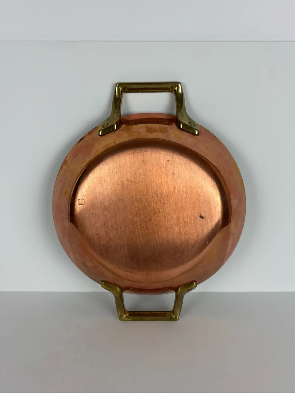 Vintage Paul Revere 1801 Signature Copper 8.5 inch Au Gratin Pan Brass Handles